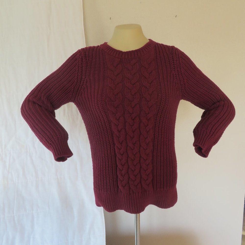 Nautica Burgundy Cable Knit Sweater